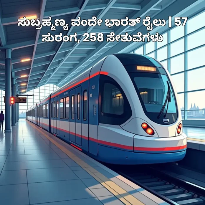 Vande Bharat train route to Subrahmanya with tunnels and bridges